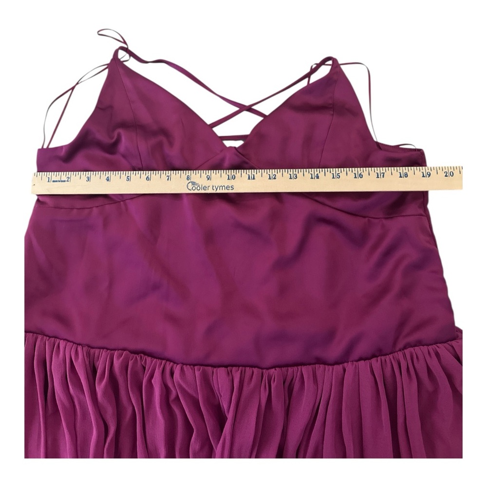 Free People Plum Soliana Drop Waist Satin Tiered Maxi Dress Size XL NWT - Picture 8 of 10